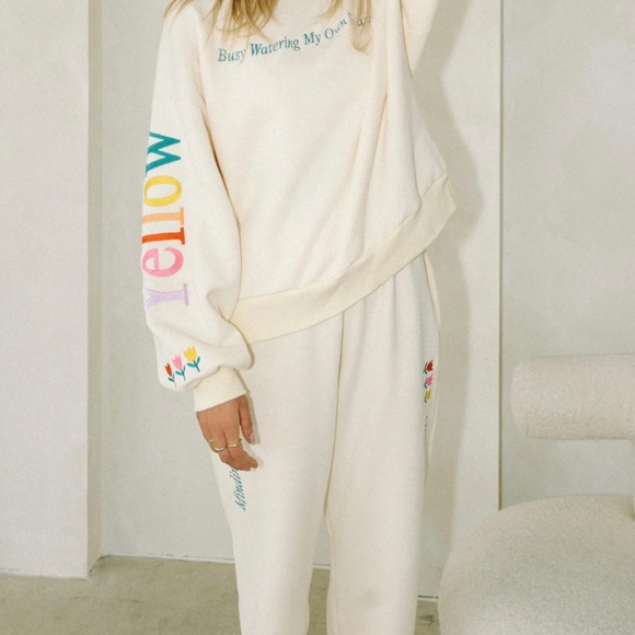 Yellow The Label Watering My Own Grass Sweatpants *NWOT* - Picture 1 of 8